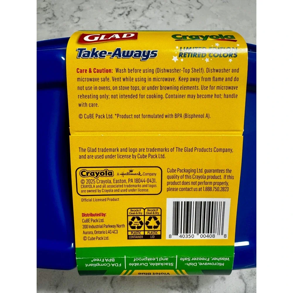 NEW Glad Crayola Take-Aways Food Storage Containers Violet Blue Divided 7 Sets